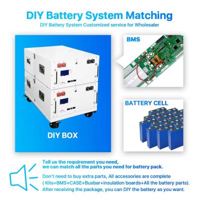 중국 DIY 배터리 케이스 24V 48V 51.2V 280Ah Lifepo4 배터리 박스 15Kwh 16S EV 302Ah 320Ah LiFePO4 Akku 스택 가능한 DIY 키트 판매용