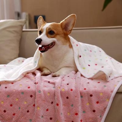 China Travel Embroidered Paw LOGO Customized Accepted Premium Fluffy Super Soft Fleece Dog Covers Washable Dog Blanket Pet Blanket for sale