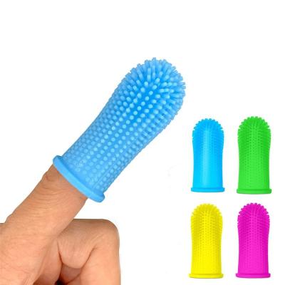 China Sustainable Food Grade Silicone Pet Finger Brush Full Edging Bristle For Pet Cats Teeth Finger Brush Easy Cleaning Dog Toothbrush for sale