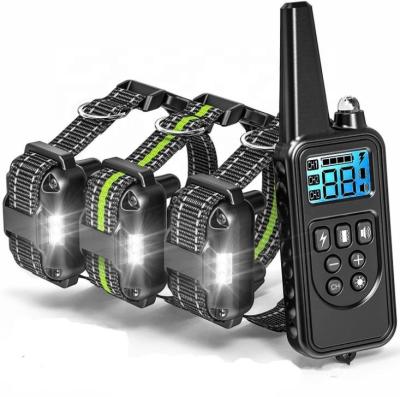 China 4 modes: 0-100 levels for shock & Electric Dog Training Collar 2600ft Vibration Shock E Collars LED Rechargeable Waterproof Light 4 Modes With Remote Dog Beeper Collar for sale