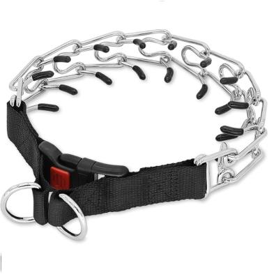 China Hot Selling Viable Metal Adjustable Dog Training Collar Pinch Pet Choke Collar with Comfort Rubber Tips Forming Crotch Collar for Dogs for sale