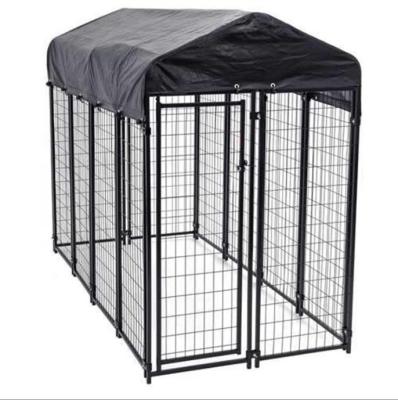 China Collapsible Outdoor Metal Galvanized Dog Houses Large Tube Pet Fencing House Wire Mesh Animal Cage Dog Kennel Races for sale