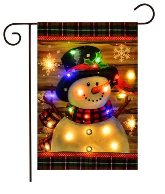 China 12*18inch Small Double Sided Polyester FLYING Led Lighted Garden Flag Solar Led Lighted Christmas Yard Flags for sale