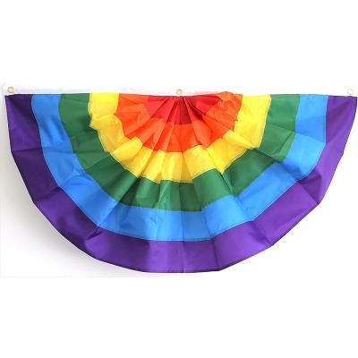 China Wholesale 3x6 Foot Pleated Decoration Printed Fan Hanging Rainbow Fan Flag for sale