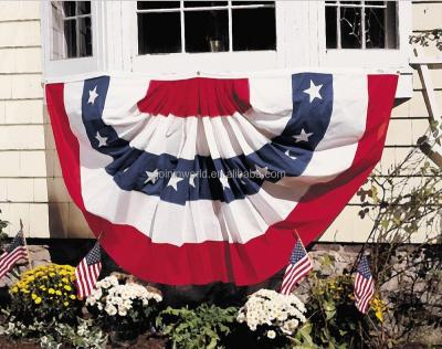 China High Quality American Hanging Feet 3x6 Pleated Fan Flag Embroidery Flag With Stars And Stripes Patriot for sale