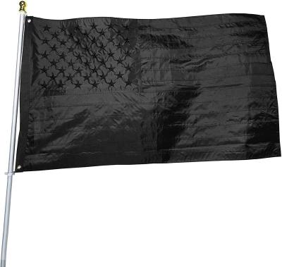 China FLYING 3x5 ft Embroidered Heavy Duty 210D Polyester Nylon Black American Flag for sale