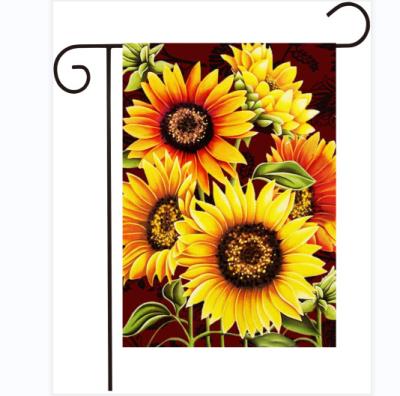 China Small 12*18inch Polyester Double Sided Banner Flag Summer Flowers Sunflower Car FLYING Garden Canvas Flags for sale