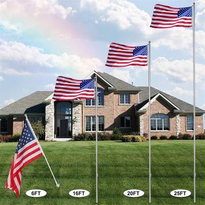 China Hanging Quality 16 Size Flag Pole 20 25Ft Sectional Kit Aluminum Flag Pole For Outdoor With Gold Ball for sale