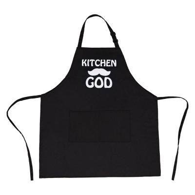 China Custom Printed Funny Black Aprons Cleaning Women Men Cooking Polyester Apron BBQ Grill Birthday Valentines Day Gifts Kitchen Chef for sale