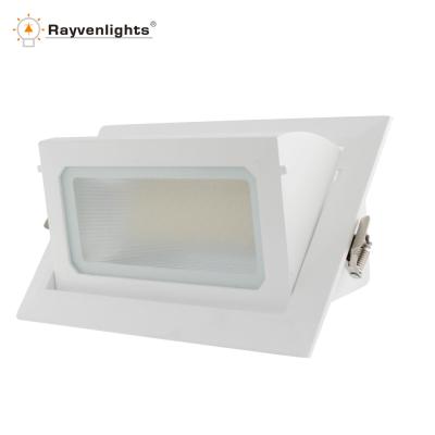 China SAA C-Tick Die-Cast Aluminum CE RoHS Approved 40W CRI80 Adjustable Rectangular LED Shop Light LED Recessed Downlight for sale