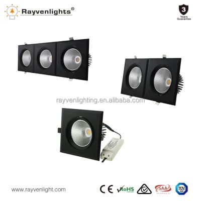 China Aluminum 20W*3 LED COB GRID LIGHT CHIPS EPISTAR TRIPLE LIGHT LED DOWNLIGHT GRID LIGHT for sale