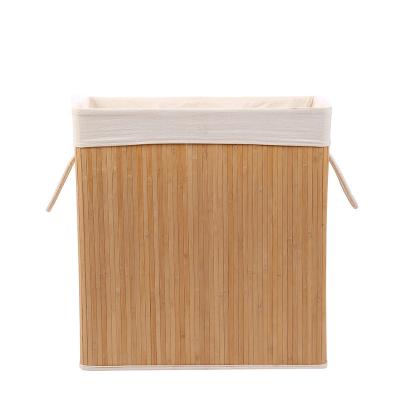 China Modern Large Capacity Laundry Hamper 3 Compartment With Removable Cotton Bag Bamboo Laundry Hamper Basket for sale