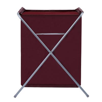 China Collapsible X-frame Tall Dirty Clothes Hamper Cloth Laundry Storage Basket With Handles for sale