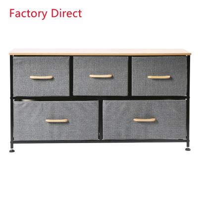 China Metal Wooden Top View Fabric Drawers Multifunctional Vertical Folding Durable Organizer Dresser Storage Tower for sale