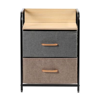 China Modern Household Lathe Cabinet Drawer Dresser Foldable Storage Tower with 2 Drawers Cloth Bins for sale