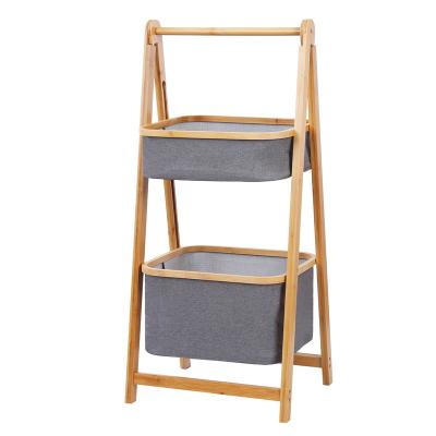 China Contemporary Heavy Duty Shelf Storage Boxes Rack Holder Bamboo Laundry Basket Organizer for sale