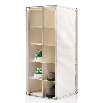 China Folding Household Items Cloth Organizer Storage With Iron Frame Folding Shoe Rack for sale