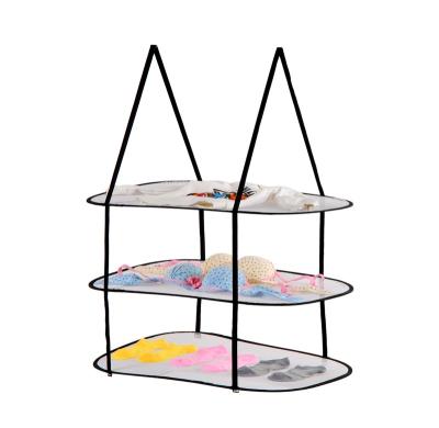 China Folding Tiered Organizer Clothes Stackable Mesh Laundry Drying Underwear Hanger Rack for sale