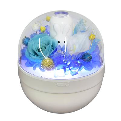 China Creative Car Flower 220ML Humidifier Night Light USB Rechargeable Battery Eternal Air Diffuser for Home Office Diffuser for sale