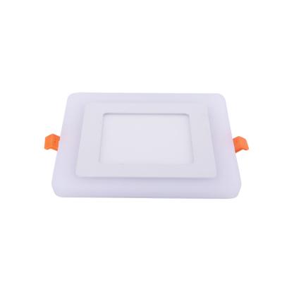 China High Light Efficiency High Quality Color 12W+4W AC100-265V Double Indoor Ceiling Square LED Panel Light for sale