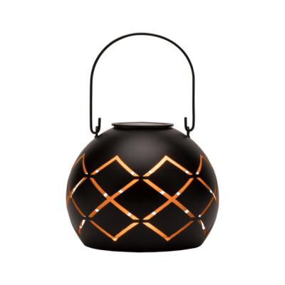 China New Garden Metal Solar Lantern Hanging Ball Outdoor Waterproof Solar Decorative Light Lamp Cavity Solar Garden Lantern Light for sale