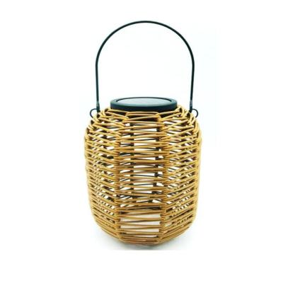 China New Garden Rattan Solar Garden Lantern Hanging Lamp Outdoor Solar Solar Garden Decoration Rattan Decorative Light with Rattan Lantern for sale