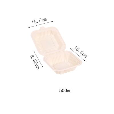 China Microwavable Produce Cornstarch Food Box 550ml Burger Clamshell Lunch Box for sale