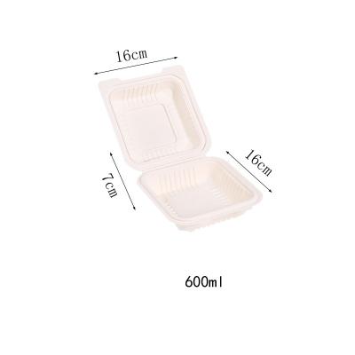 China Microwavable For Food Industry 6' Burger Clamshell 550ml Cornstarch Food Box for sale