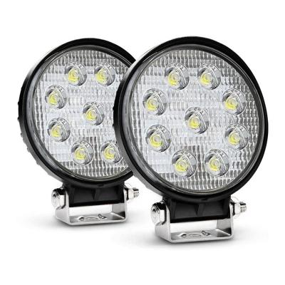 China Automobile lamp 27W round 12-24v led work light for klift truck construction machinery SUV refit light for sale