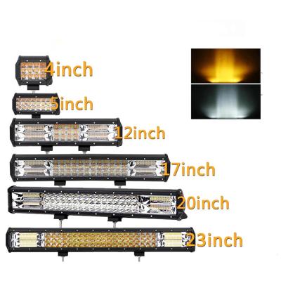 China New Arrival 3000K 6000K 3 Rows Aluminum Color White+ Amber Car Strobe Dual Offroad Led Light 4X4 Light Bar For Truck for sale