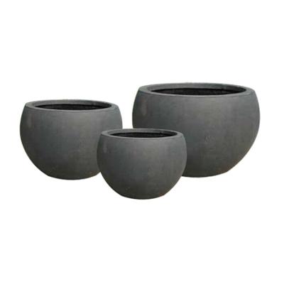 China Modern Design Single Drum Single Drum Cement Garden Planter Fiberglass Garden Planter Concrete Outdoor Large Size Plant Pot for sale