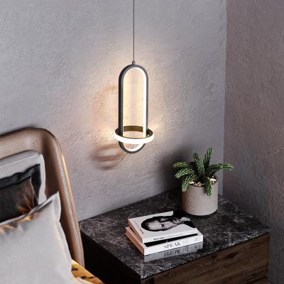 China Lighting Oval Glass Shade Chandelier Functions Art Design Bedroom Bedside Wall Lamp Hotel Room Ring Pendant Light for sale