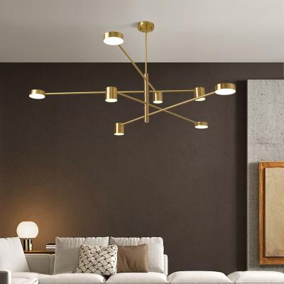 China Lighting Nordic Functions All Copper Living Room Led Chandelier Personality Dining Room Bedroom Lamps Creative Simple Designer Lamps for sale