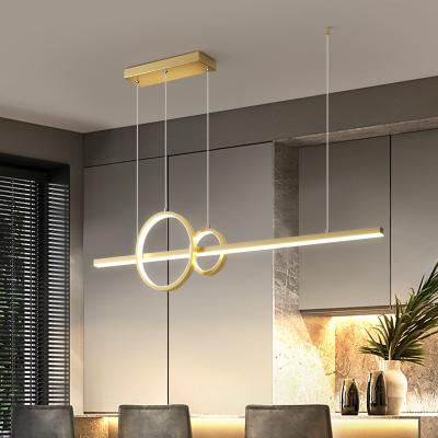 China Lighting Living Room Dining Room 1.2m Lamp Bedroom Study Chandelier Nordic Personality Functions Minimalist LED Geometric Line Art Lamp for sale