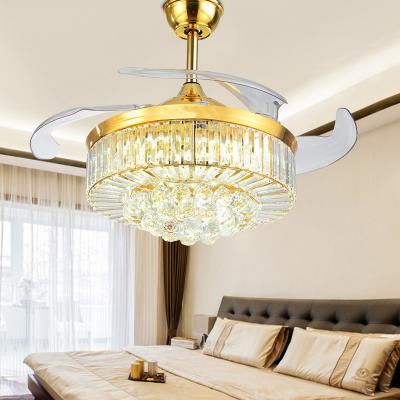 China Lighting Functions Chandelier Ceiling Fan With Light With Outdoor 3 Color LED Fan Crystal Chandelier for sale