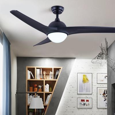 China Lighting Modern Antique White Covered Metal Finishing Features & Natural OAK Wood Ceiling Fan 3 Blades With LED Light for sale