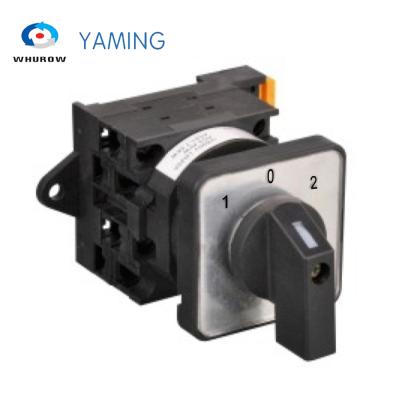 China Double DIN Motor Switch Cam Switch Rail Mount 3 Position 2 Position 2 Pole 690V 20A Rotary Selector Control Circuit Power YMW42-20/2 for sale