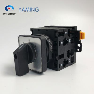 China Double DIN Motor Switch Cam Switch Rail Mount 3 Position 3 Pole 690V 32A Rotary Selector Control Circuit Power YMW42-32/3 for sale