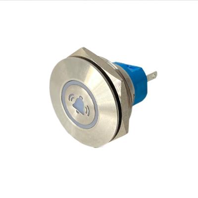 China 30mm Bell 1NO 1NC Momentary Metal Push Button Switch Illuminated Character Lettering Start Stop Power Supply Laser Reset 5A 250VAC 30mm Customize for sale