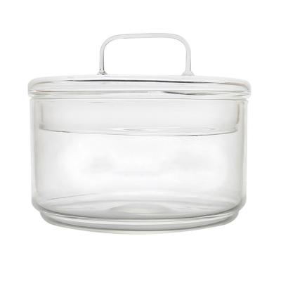 China Sustainable Round High Heat Resistant Salad Mixing Large Fruit Dessert Sugar Glass Bowl With Lid Cover for sale