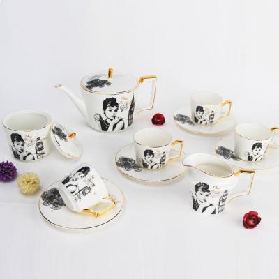 China Viable Royal Classic Afternoon Tea Party 11/15 Pcs Europe Luxury Fine Bone China Ceramic Coffee and Tea Set For Gift for sale