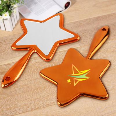 China Custom Color Private Label Lighted Hand Mirror Plastic Star Shaped Star Shaped Hand Held Mirror Various One Sided For Makeup Lady for sale