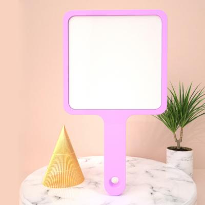 China Small Square Lighted Shape Personalized Handheld Mirror Handheld Cosmetic To Make Up Handheld Mirror for sale