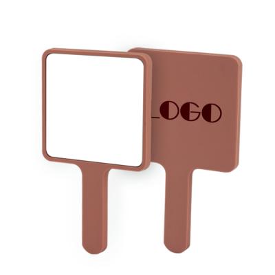 China Daily Use Lighted Customized Logo Portable Square Shaped Makeup Handheld Mirror Cosmetic Hand Mirror for Girls Travel for sale