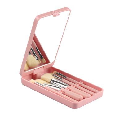 China HS05 Custom 360 Lighted Rotated Led Light Pink Makeup Storage Case Makeup Brush Set with Mirror Case for sale