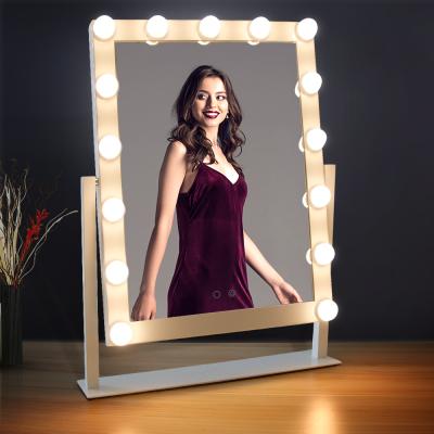 China Factory Lit Hollywood Led Mirror Vanity Adjustable Lighted Square Makeup Dressing Table Mirror With LED Lights for sale