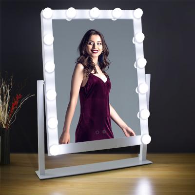 China Hot Selling Mirror Hollywood Style LED Lighted Desktop Dressing Table Lights Hollywood Mirror for sale