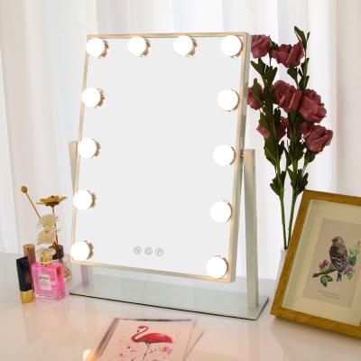 China Makeup Desk Mirror Light Hollywood LED Makeup Mirror Light Suction 10x Beauty Desktop Lighted Makeup Mirror for sale