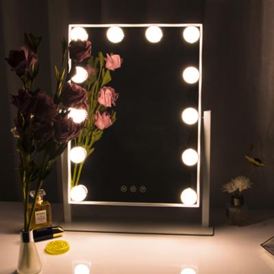 China Hot Sale 12 Bulbs Smart Control Vanity Vanity Makeup Hollywood Tabletop Mirror With Light Bulbs for sale