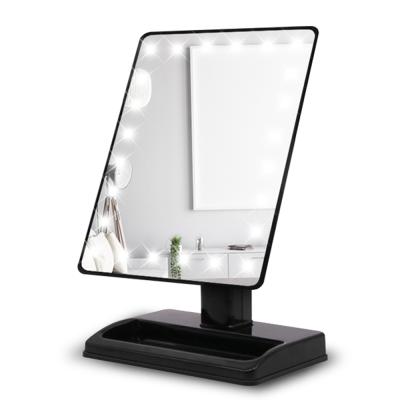 China Lighted Customized 24 Pcs Led Travel Desk Table Mirror Vanity Cosmetic Makeup Mirror for sale